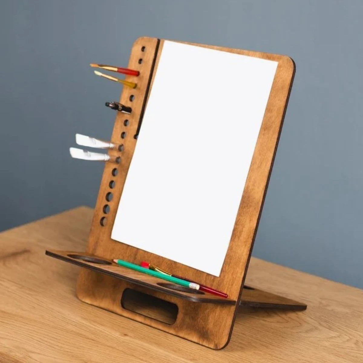 【ブラシホルダー付き】多機能木製アートイーゼルスタンド