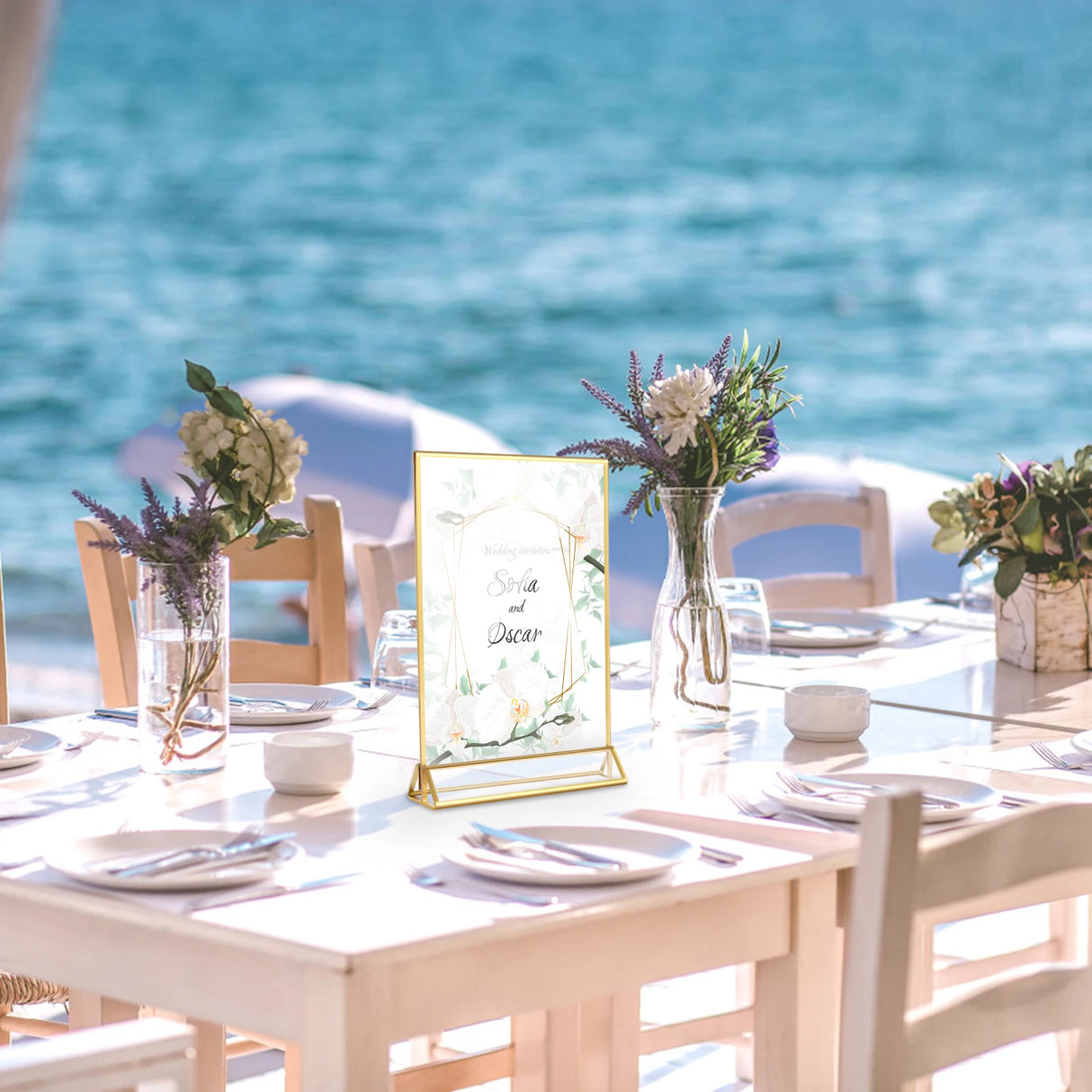 ゴールドボーダー アクリルサインホルダー 6個セット