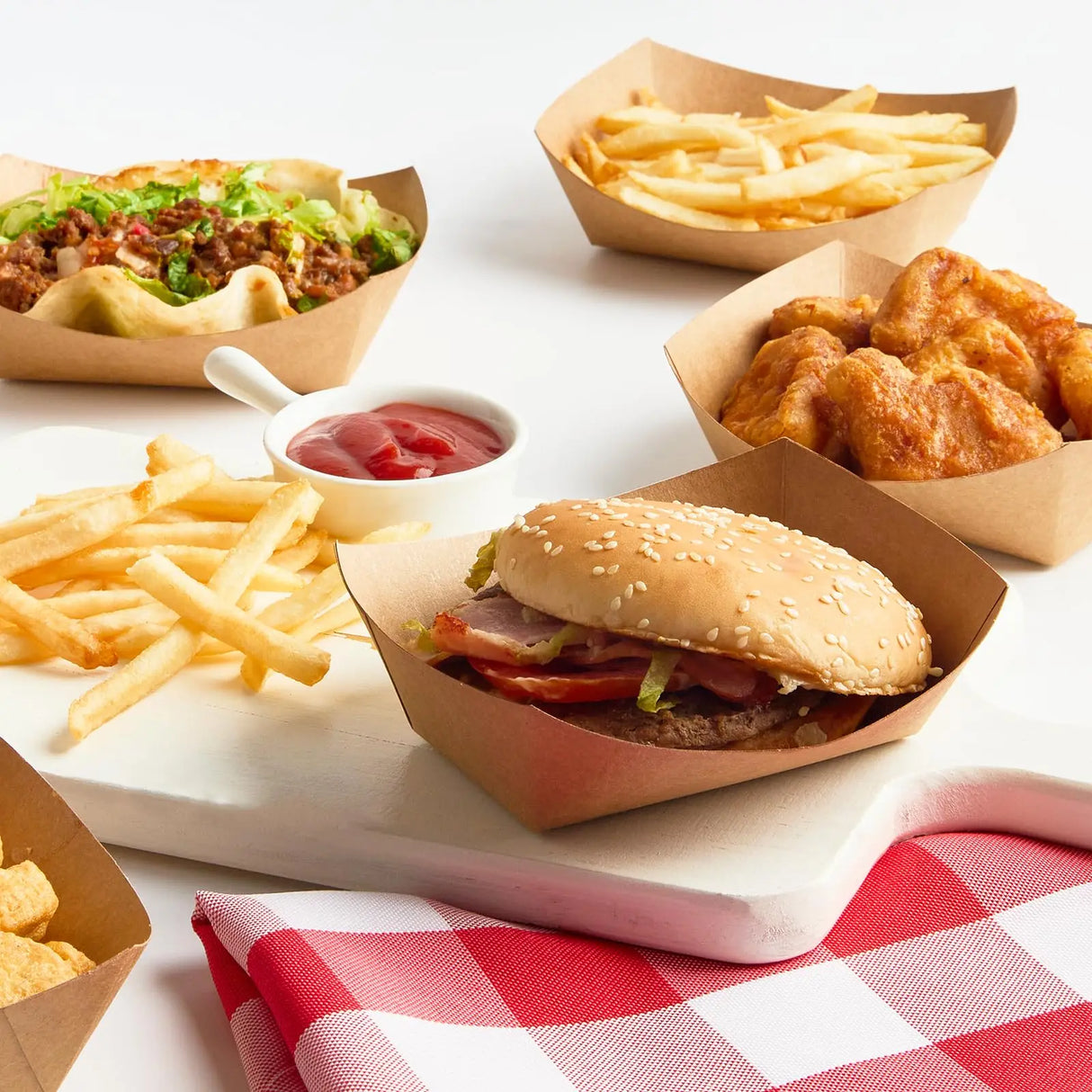 |イベント・ノベルティ用品 | 電子レンジ可 クラフト紙トレイセット |S/M/Lサイズ