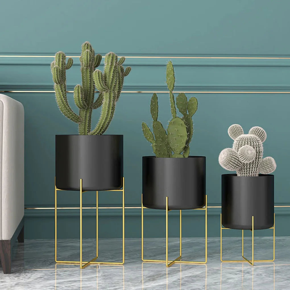 ゴールドプラントスタンド・ポットライト付き・高級ラック・フロアタイプ