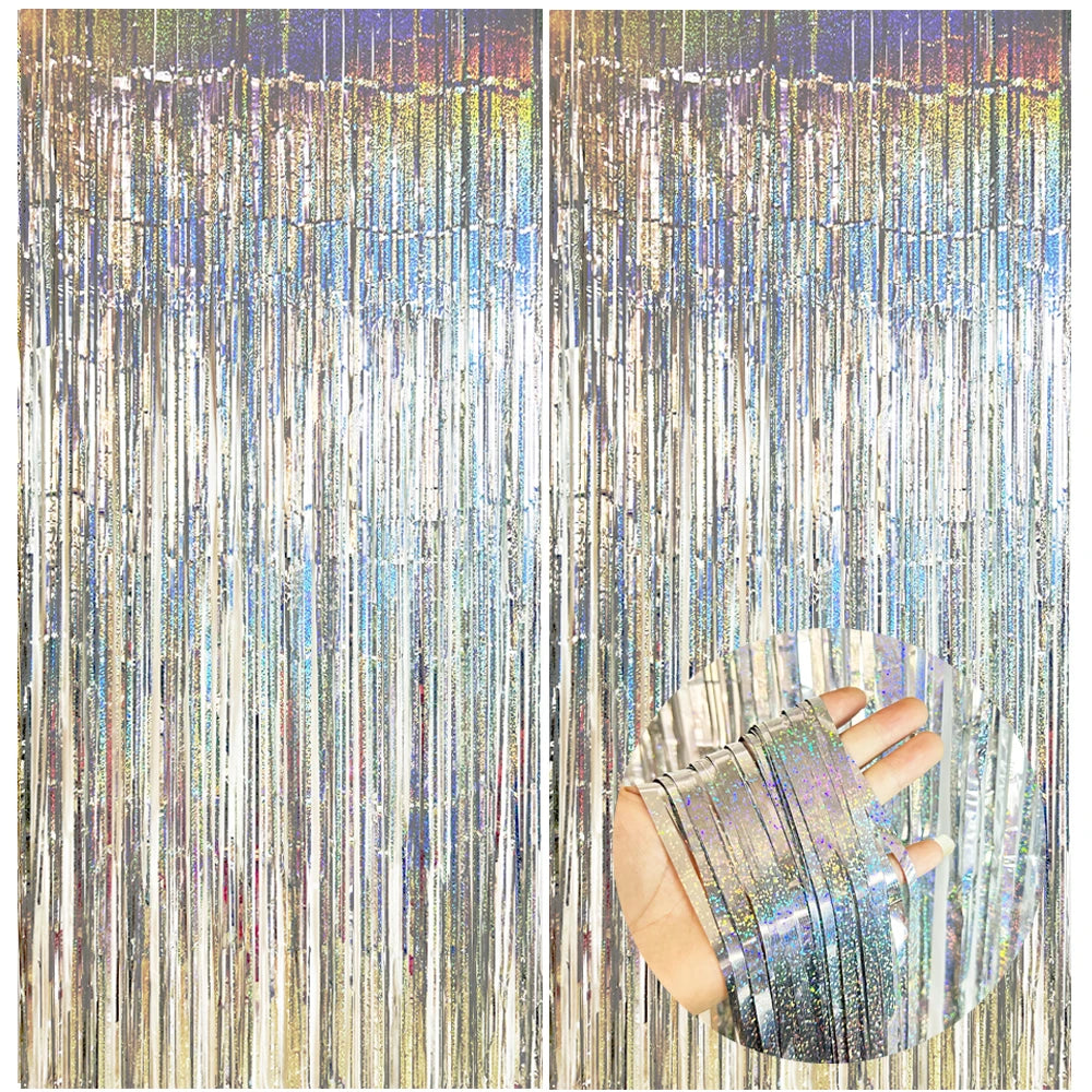 パーティー・インテリア装飾 キラキラ!カーテン 波型/ストレート型 2種類