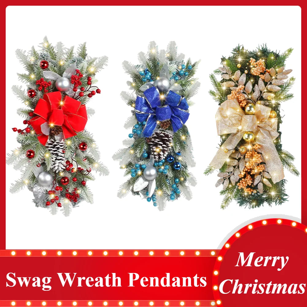 LED付きクリスマススワッグリースデコレーション