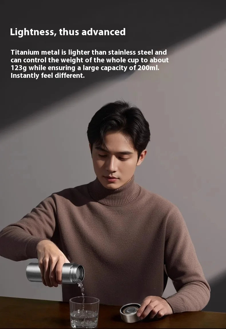 |イベント・ノベルティ用品 | 純チタン断熱カップ 茶水分離機能付き| 200ml/300ml/500ml