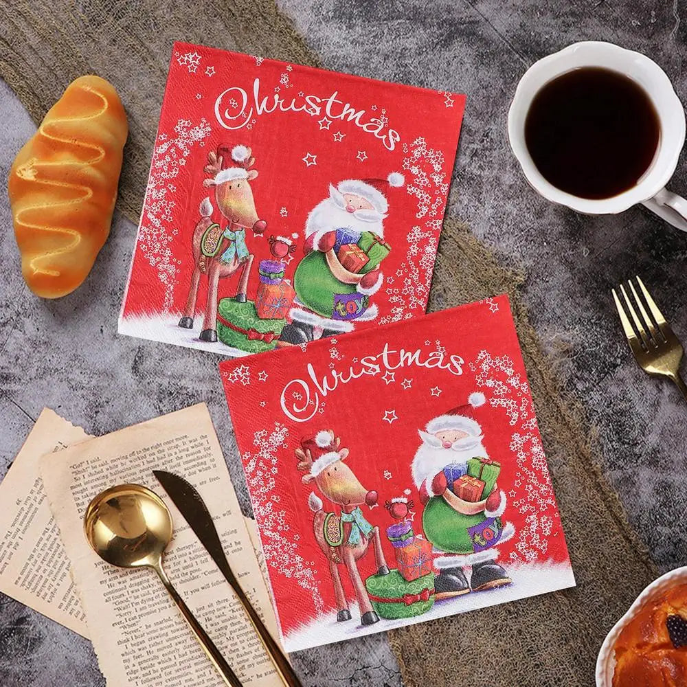 | クリスマスグッズ・ノベルティ用品 | クリスマス柄ペーパーナプキン20枚セット| 33x33c