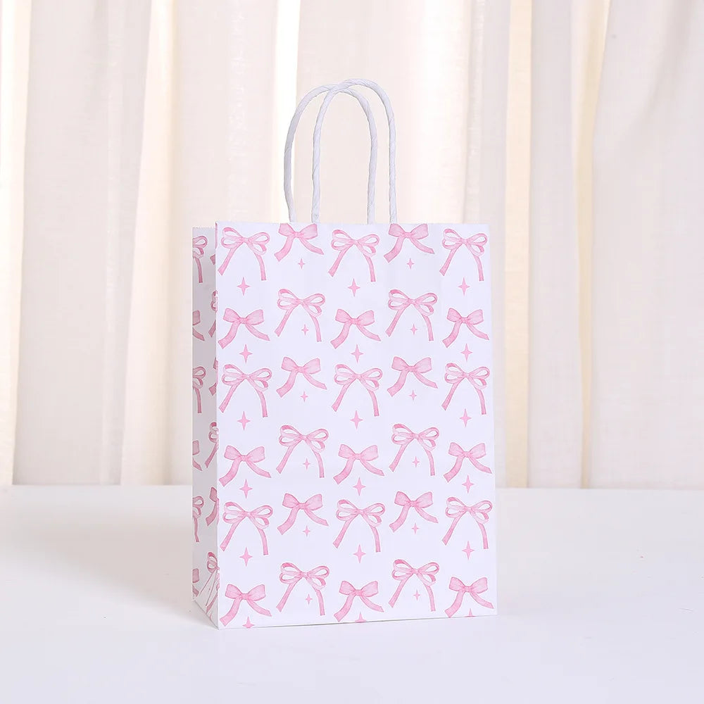 |ノベルティ用品 | リボン柄プリント紙ギフトバッグ | W15×H21×D8c