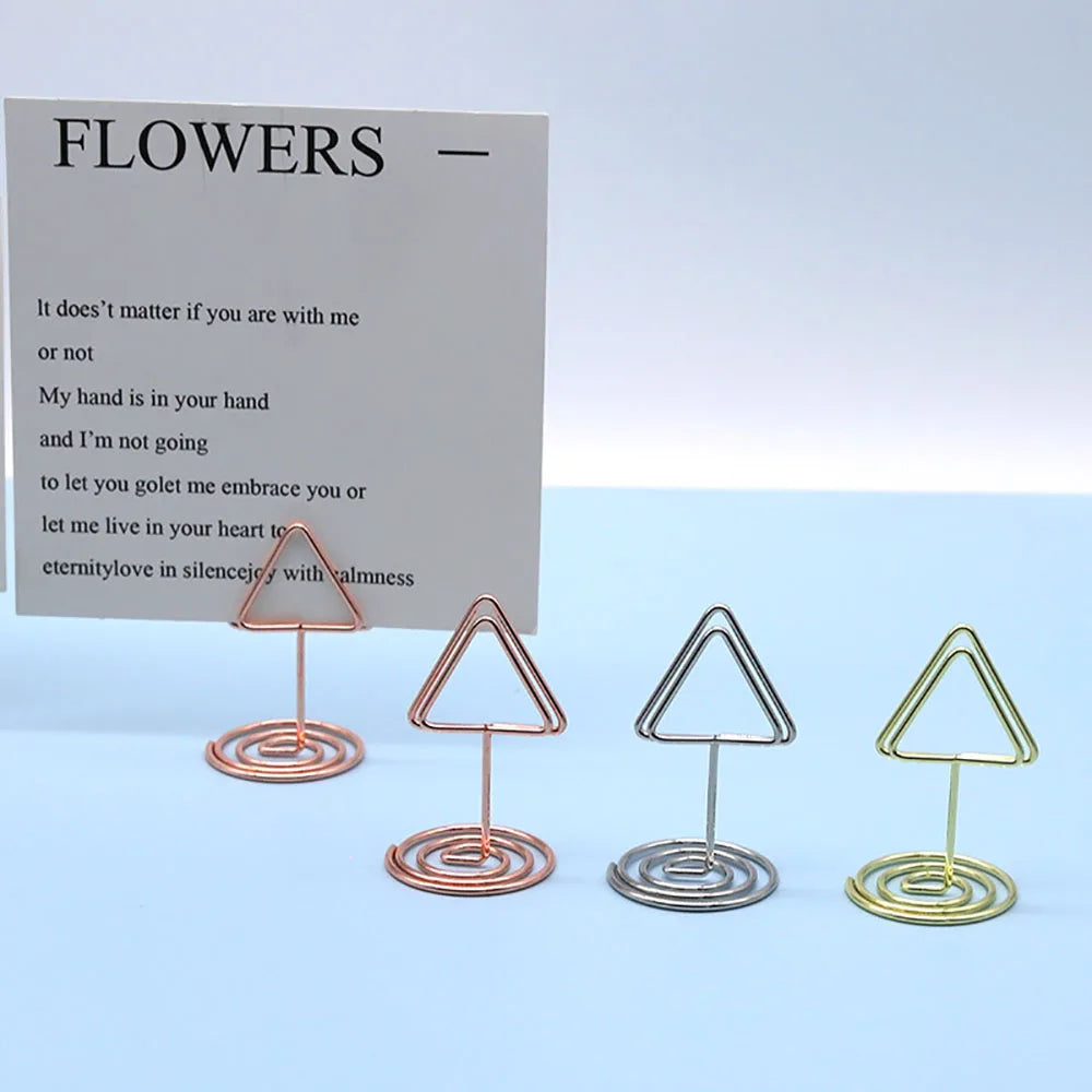 イベント・結婚式装飾|金属製三角形フォトクリップスタンド10個セット