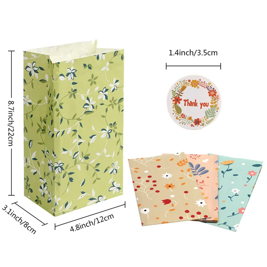 |ノベルティ用品 | シール付 ボタニカル柄紙袋 | 12x22x8c
