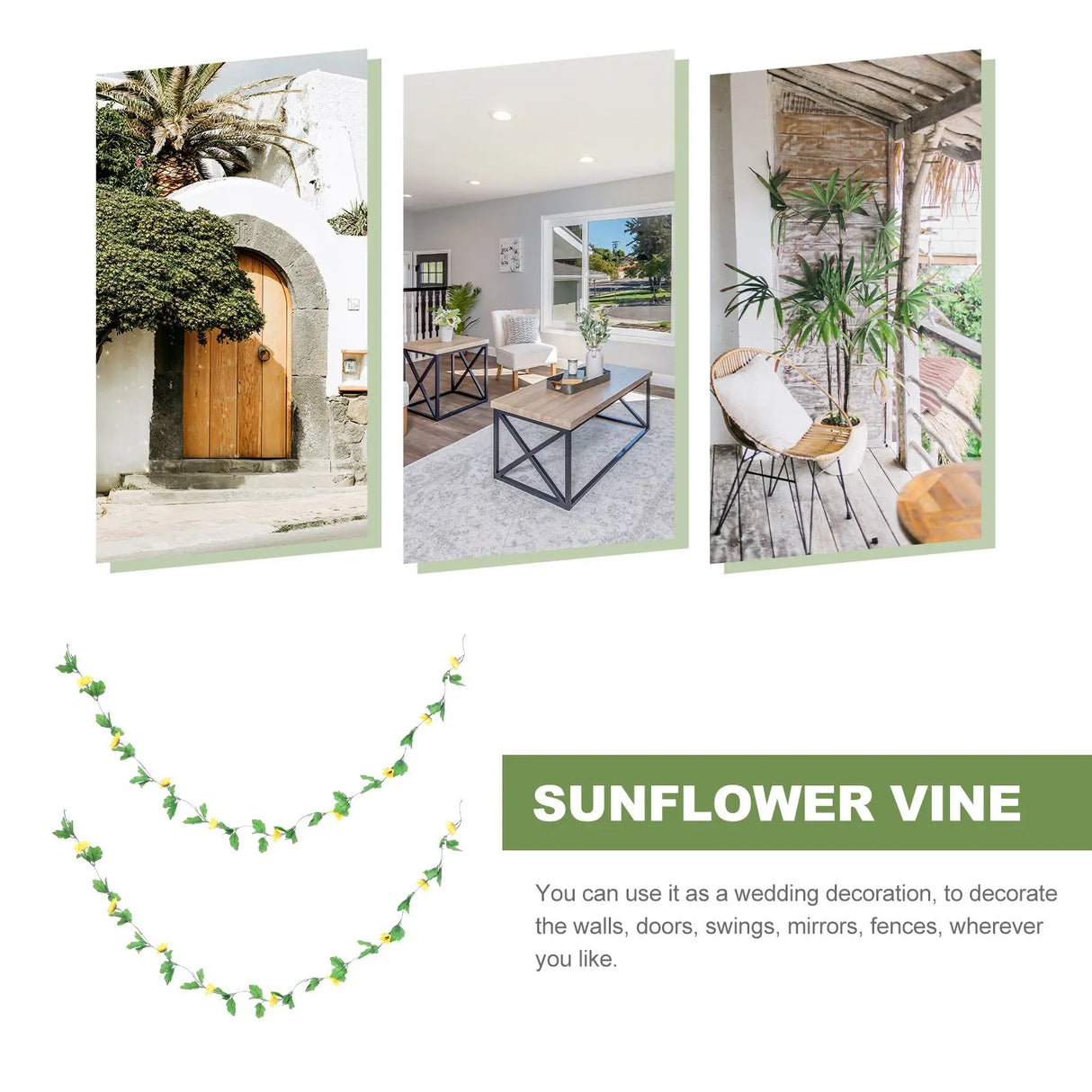 2個のつる装飾用フェイクひまわり