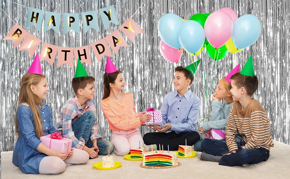 パーティー・インテリア装飾 メタリックカラーカーテン シルバー 幅1M 長さ2M