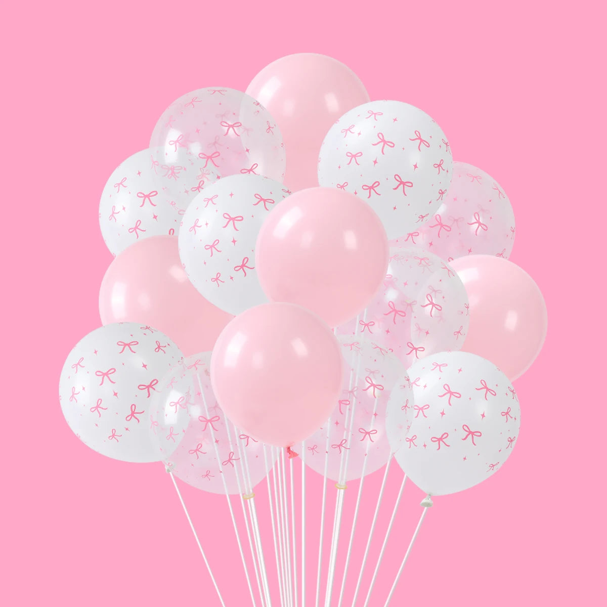 ピンクリボン付きラテックスバルーンセット
