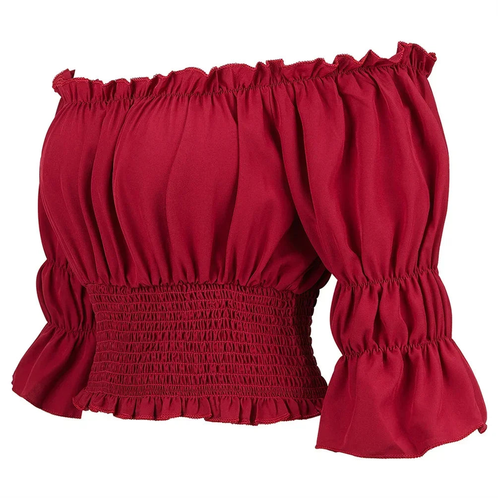 イベント・ハロウィングッズ|シャーリングオフショルダートップス (XS~XXXL)