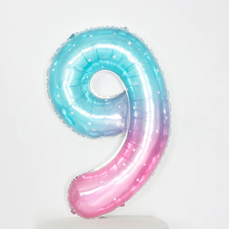 イベント・クリスマス装飾|グラデーションレインボー数字バルーン(ナンバーバルーン)