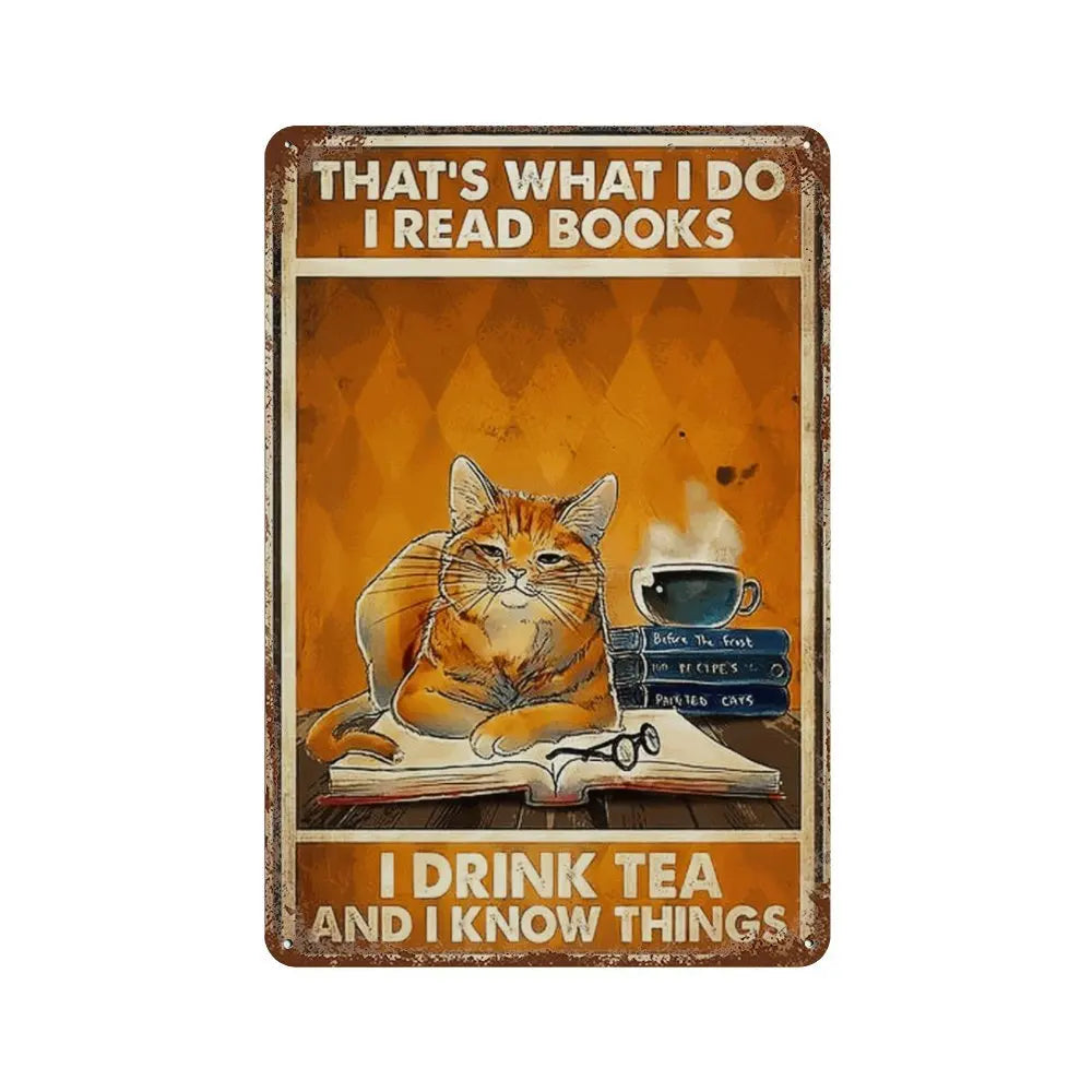 猫とコーヒー メタルブリキ看板