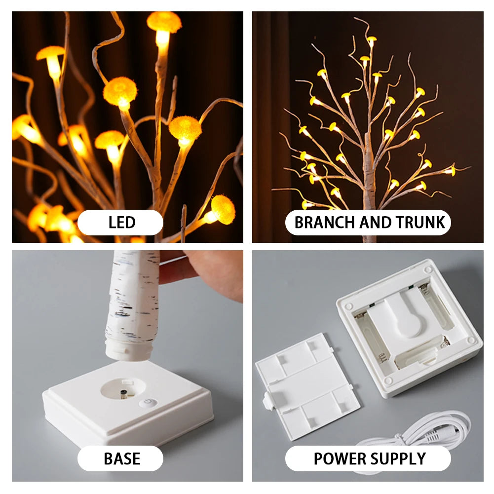 モチーフライト|イベント・パーティー装飾|白樺デザインLEDツリーランプ USB/電池式(高さ60cm)