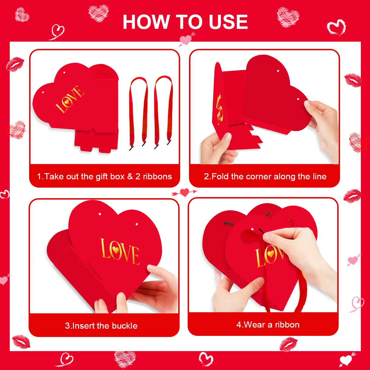 バレンタインデー ハートギフトボックス 12個セット