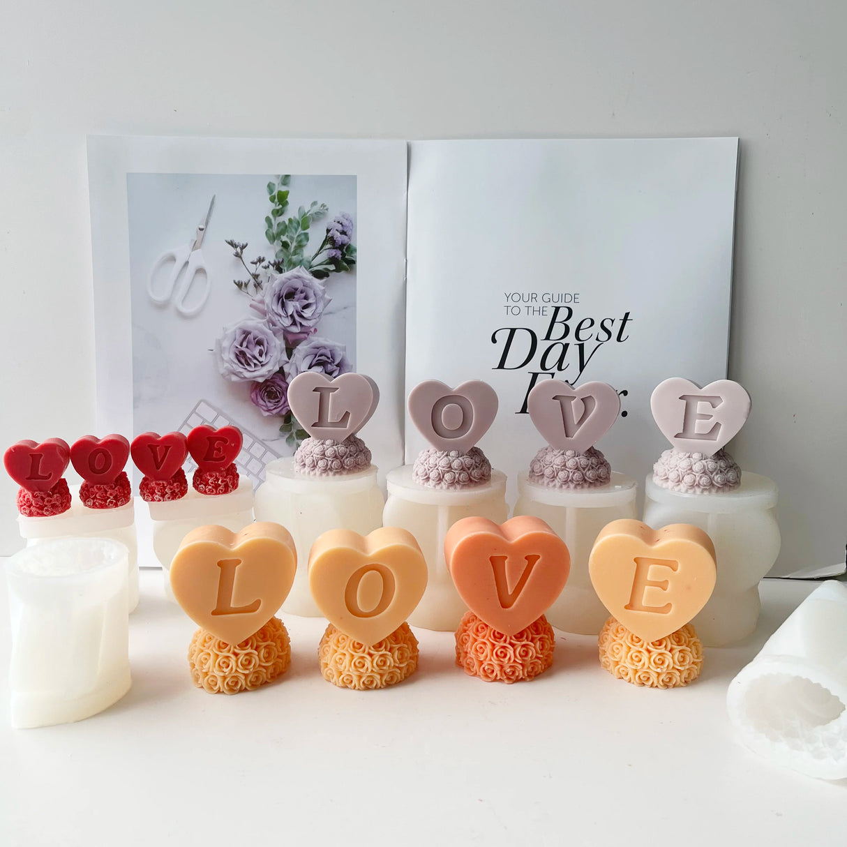 クラフト・DIY用|ハンドメイドキャンドル用 ローズハート型