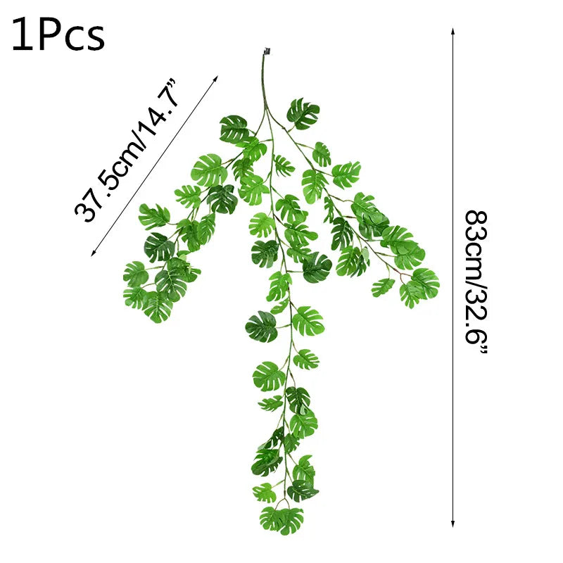 グリーンユーカリの葉ガーランド・藤の造花・ラタンフェイク植物・シルクの葉つる