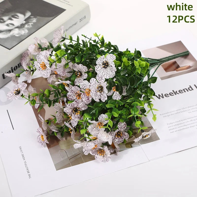 パーティー・インテリア装飾|UV耐性ミックスカラー人工デイジー(12束)