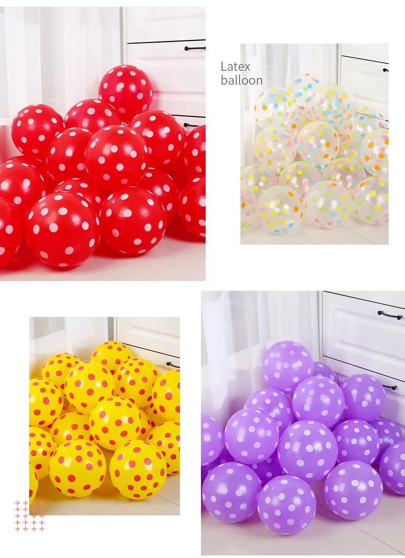 12インチ透明水玉バルーン 赤いドット型