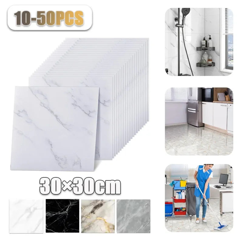 DIY用 マーブル柄タイル風 ステッカー 10枚入~50枚入 大容量