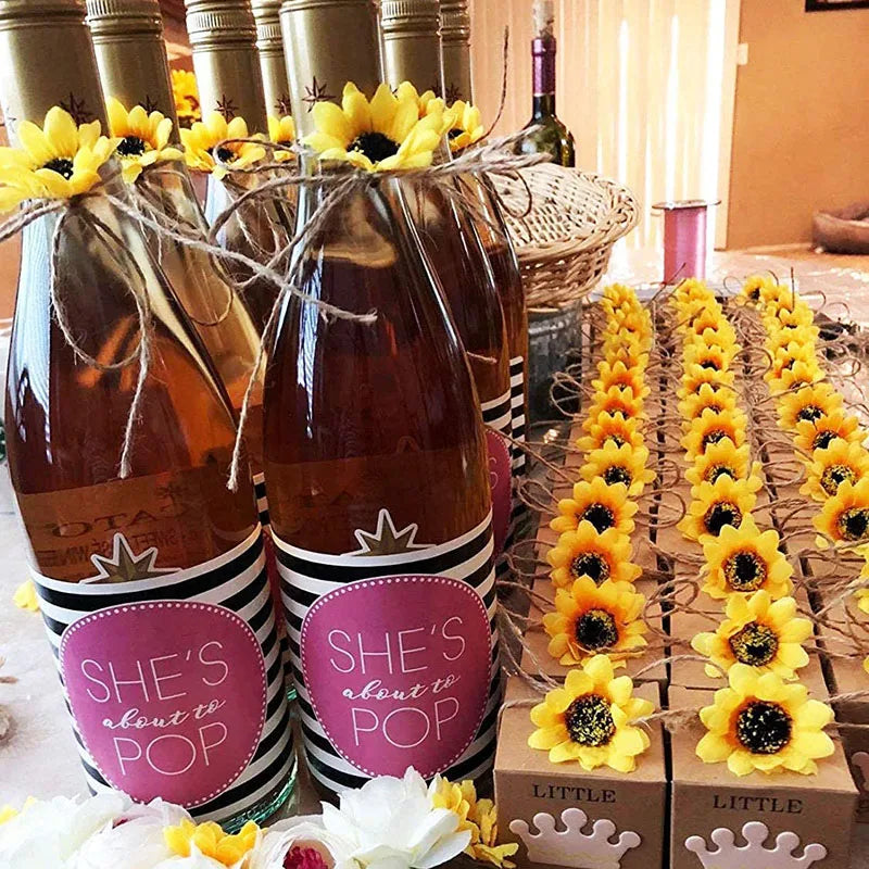 50/100個 4.5cm 小ぶりなフェイクグリーン シルク素材の ひまわり・デイジー