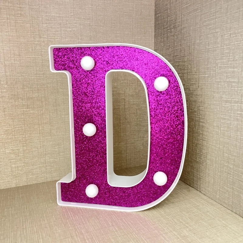 【LED装飾】LEDライト・デコレーションライト(ハート/アルファベット/数字)ピンク パープル 16cm PVC