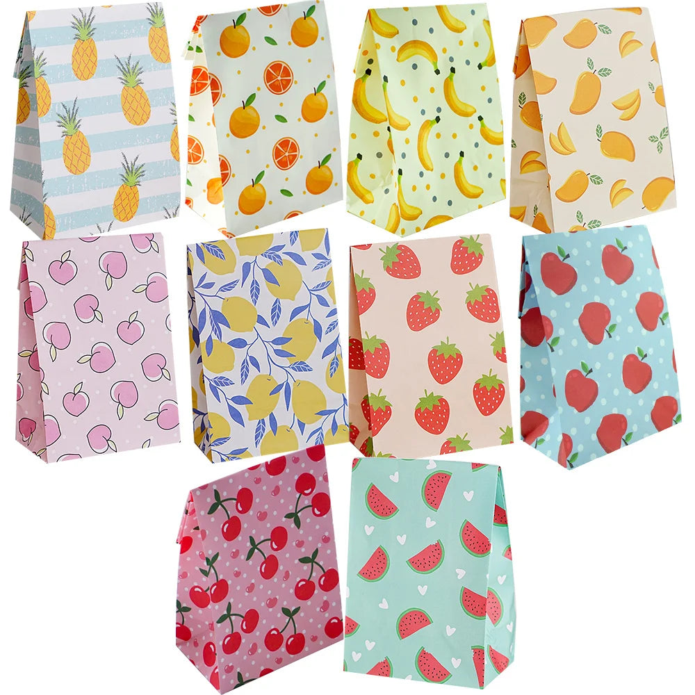 |ノベルティ用品 | フルーツ柄ギフトバッグ10個セット | W12×H23×D7.5c