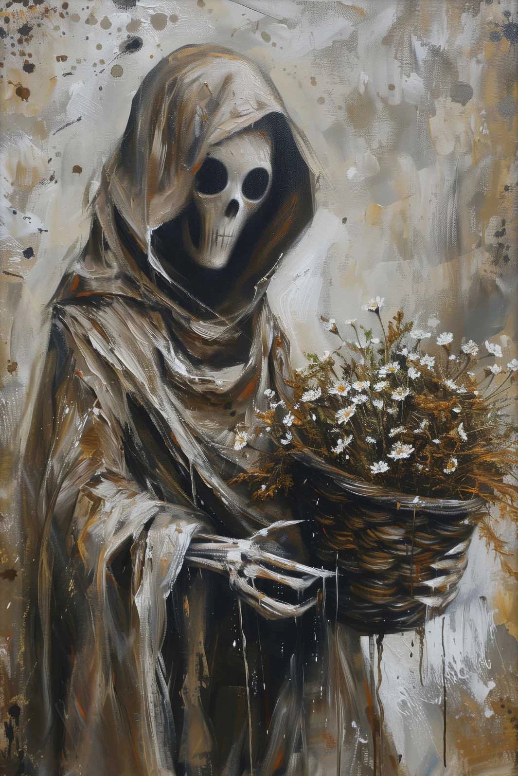 イベント・ハロウィングッズ|不気味な抽象スケルトンキャンバスアート