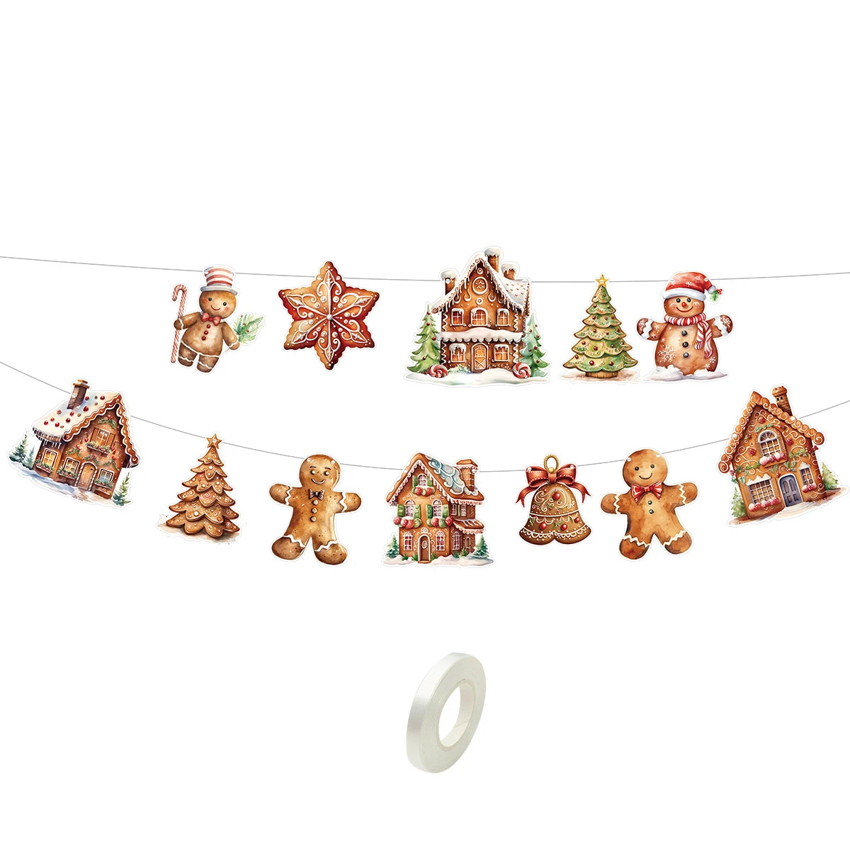 【クリスマス・パーティー装飾】ジンジャーマン 紙製オーナメント( 1セット)