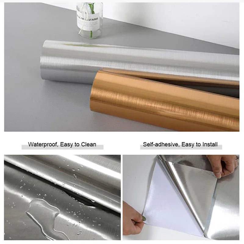 DIY用 ステンレス風ステッカー 幅40cm 1M/3M/5M/10M/20M つや消し仕上げ