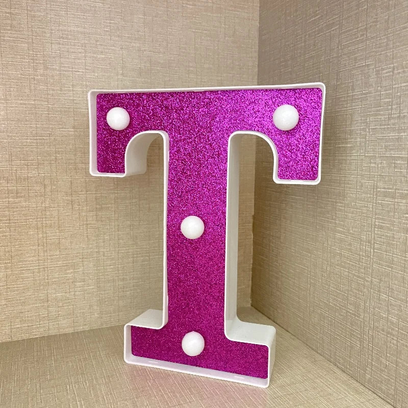 【LED装飾】LEDライト・デコレーションライト(ハート/アルファベット/数字)ピンク パープル 16cm PVC