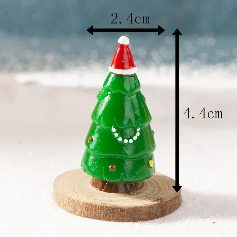 【クリスマス用装飾】ミニクリスマスツリー サンタ&妖精の樹脂置物