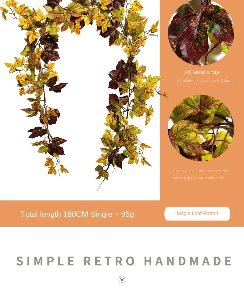 ハロウィンリース|秋のメープルリーフ フェイクガーランド