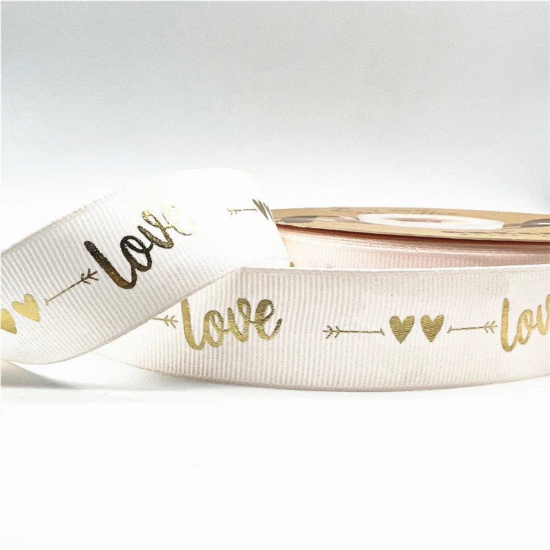 グログラン LOVEリボン 25mm 幅 5ヤード