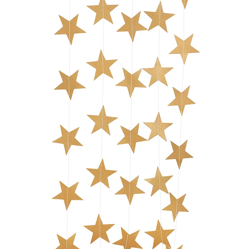 イベント・クリスマス装飾|カラフル星型バナー ゴールドシルバーガーランド