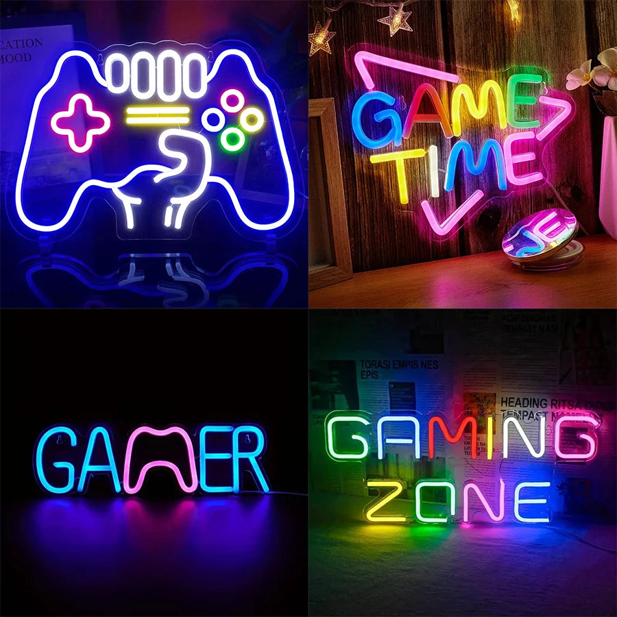 GAMER/GAMING ZONE/GAME TIME LEDネオンサイン(ネオン看板)