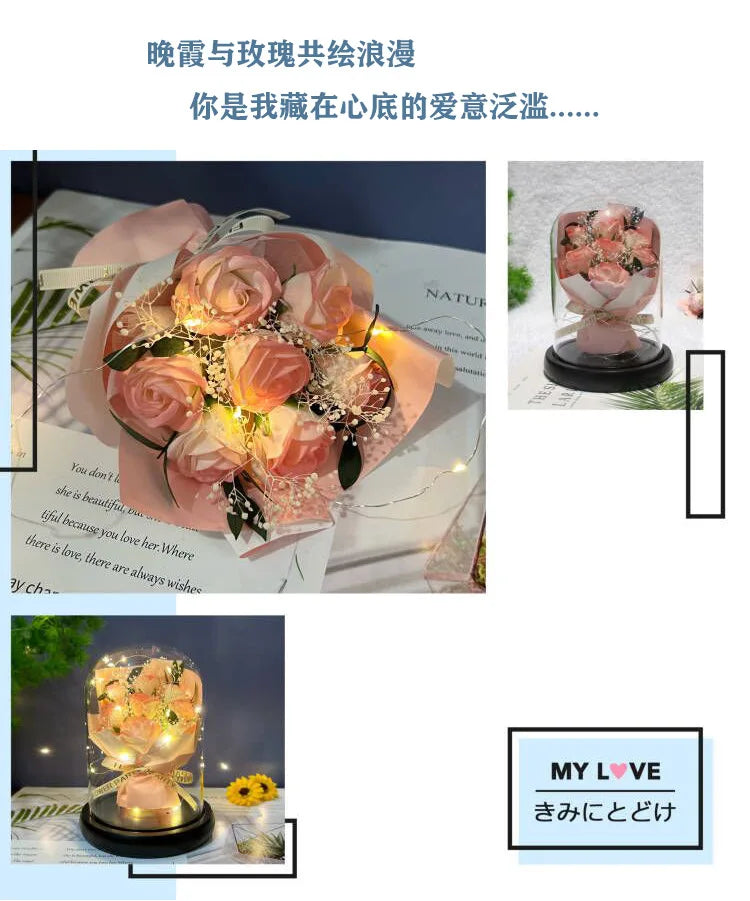 星空ガラスカバーの永遠のバラ