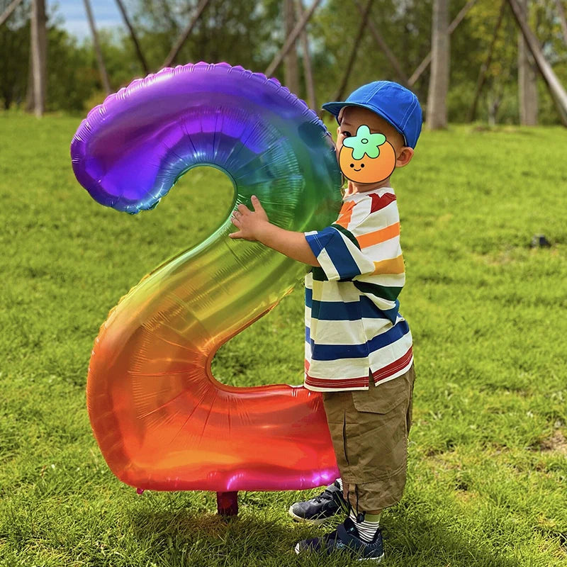 イベント・クリスマス装飾|グラデーションレインボー数字バルーン(ナンバーバルーン)