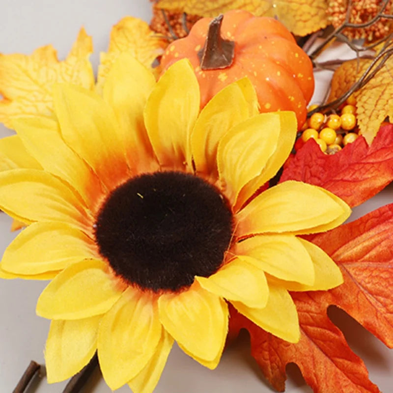 イベント・ハロウィングッズ|秋の彩りスワッグ 50cm ひまわりと紅葉