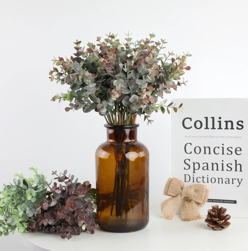 パーティー・インテリア装飾|フェイクグリーンユーカリの枝 6本セット(約37cm)