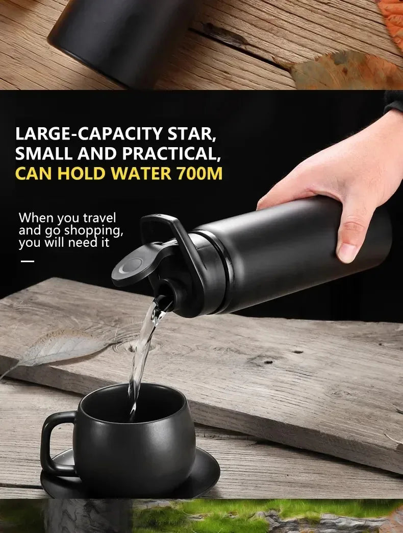 イベント・ノベルティ用品 ポータブルステンレスウォーターボトル 600ml 3色展開 アウトドア