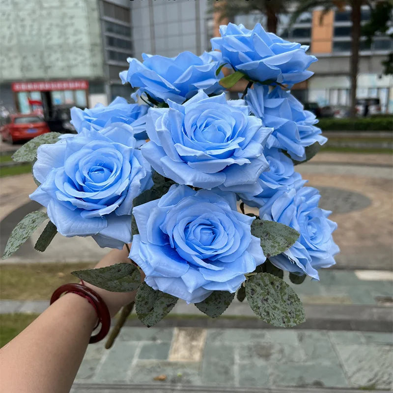 パーティー・インテリア装飾| 造花ダイヤモンドローズブーケ9輪1束(50c)