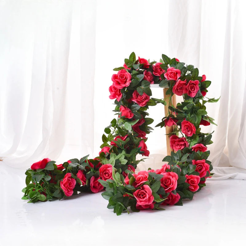 パーティー・ガーデン装飾|造花バラつるガーランド(2.2M)