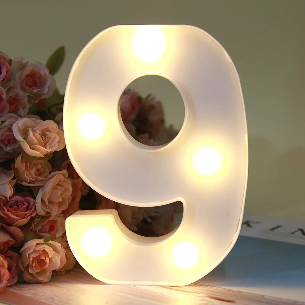 【LED装飾】LEDライト・デコレーションライト(ハート/数字/アルファベット)ホワイト 16cm