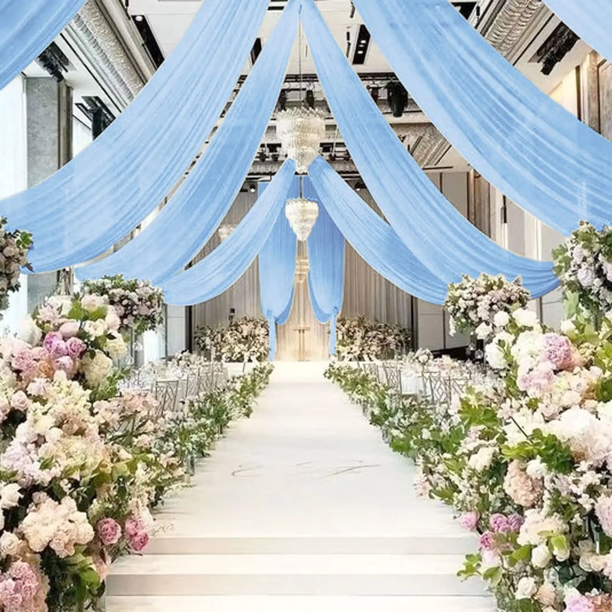 柔らかな白シフォンドレープ 天井装飾用