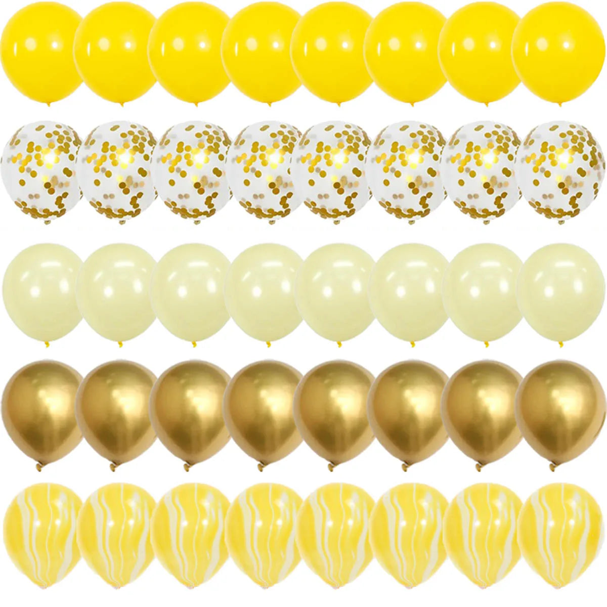 イベント・バルーン装飾|紙吹雪入り・イエローミックスバルーンセット(40個)