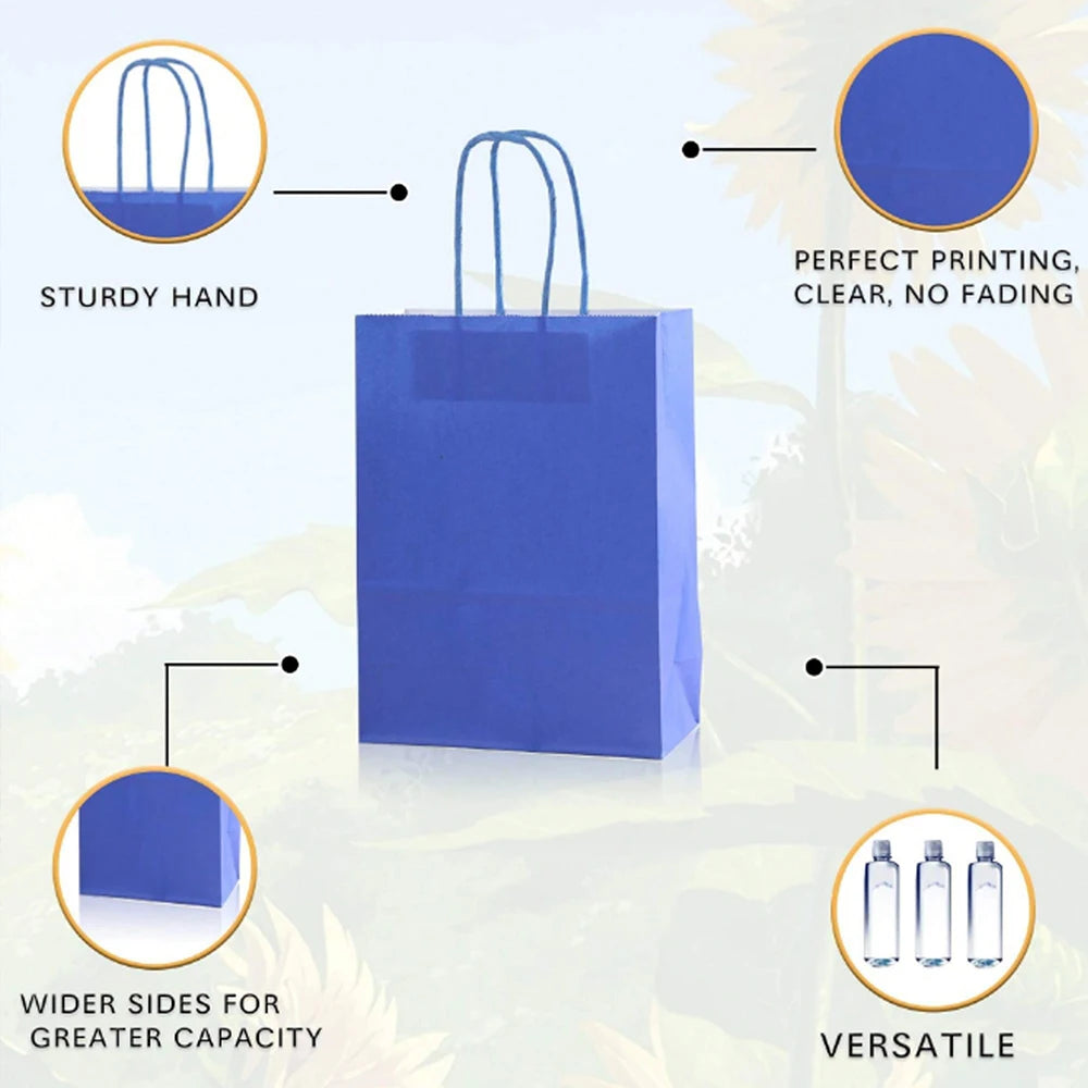 |ノベルティ用品 | クラフト紙ギフトバッグ ブラック・ブルー | 16x22x8c