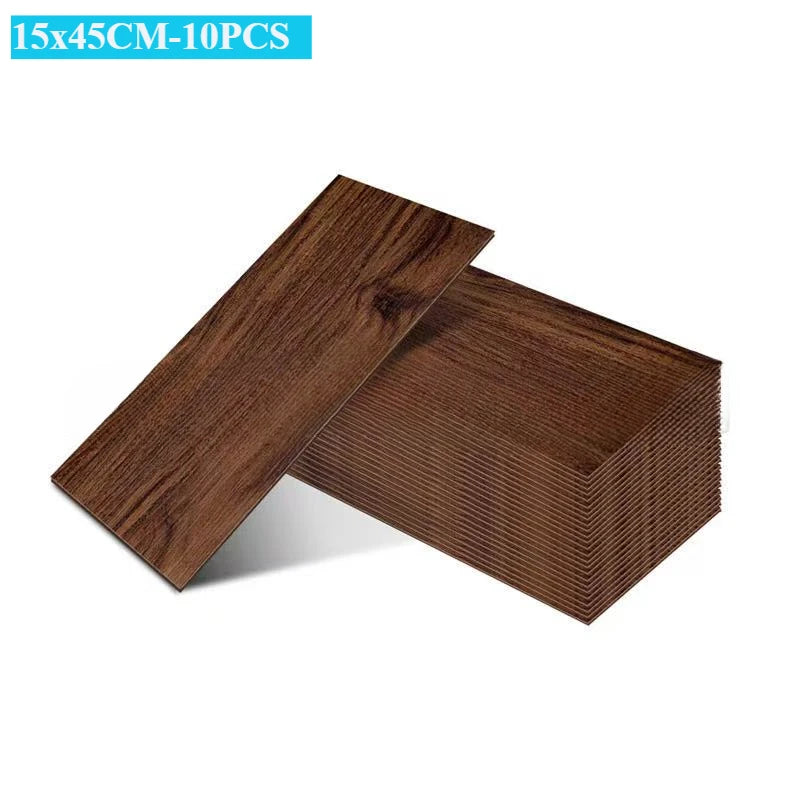 DIYフロアシート 天然木目風 床ステッカー 幅15cm x 45cm 10枚入
