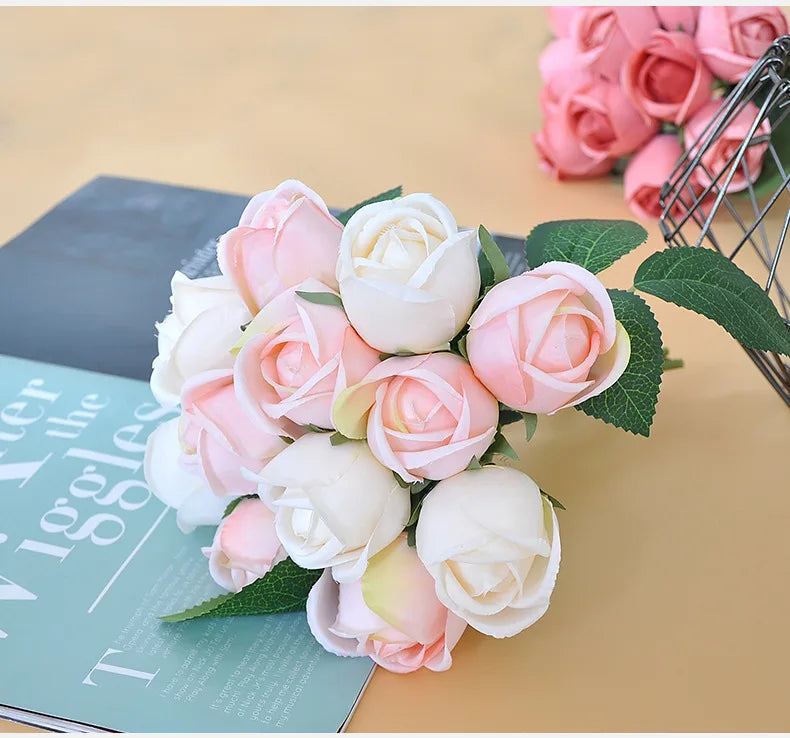 パーティー・インテリア装飾|造花シルクローズブーケ(25cm)