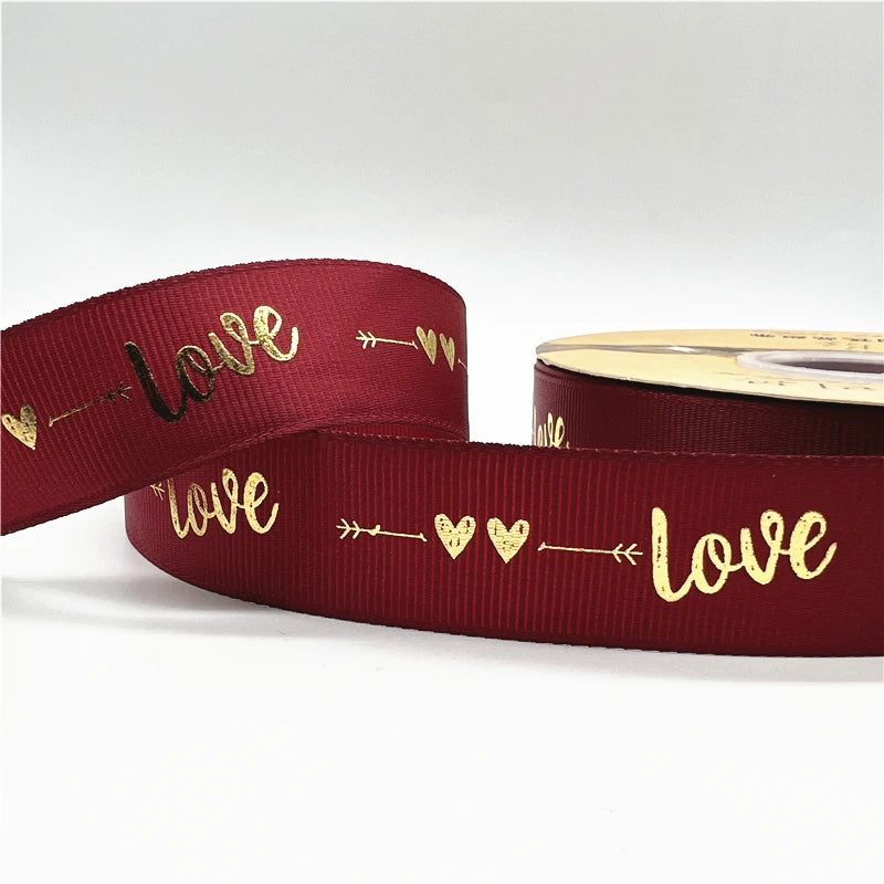 グログラン LOVEリボン 25mm 幅 5ヤード